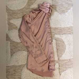 Almost Famous Blush Satin Shirt